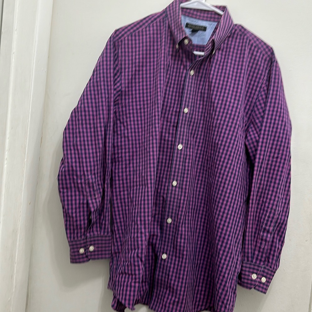 Banana Republic Plaid Soft Wash Tailored Slim Fit Shirt Men L